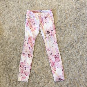 Cherry blossom printed skinny jeans